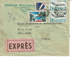 Timbres Françe  PA42(2x) 1646 + Ecusson - Sur  Lettre EXPRES Pour La Belgique - Lettres & Documents