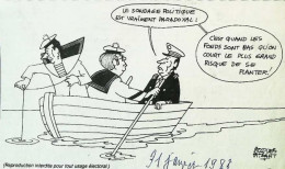► Coupure De Presse  Quotidien Le Figaro Jacques Faisant 1983  Barque Mitterrand Delors Mauroy Barque Sondage Politique - 1950 - Nu