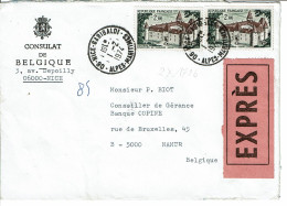 Timbres Françe  1726 (2x) - Sur  Lettre Consulaire  EXPRES Pour La Belgique - Cartas & Documentos