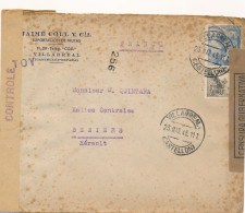 ESPAGNE - 2 TIMBRES SUR ENVELOPPE CENSURA GUBERNATIVA BARCELONA OBLITEREE AVEC CAD VILLARREAL DU 23 MARS 1945 - Republikanische Zensur