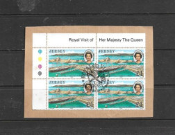 JERSEY COLLECTION. JERSEY DEFINITIVES. ROYAL VISIT BLOCK OF 4. USED. - Jersey