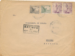 ESPAGNE - 4 TIMBRES SUR ENVELOPPE EXENTO DE CENSURA - Marcas De Censura Republicana