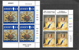 JERSEY COLLECTION. JERSEY DEFINITIVES. £4 AND £1 BLOCKS OF 4. UNMOUNTED MINT. - Jersey