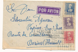 ESPAGNE - 3 TIMBRES SUR ENVELOPPE CENSURA MILITAR BARCELONA POUR BEZIERS FRANCE AVEC CAD DU 30 MAI 1939 - Bolli Di Censura Nazionalista