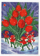 Postal Stationery RED CROSS - FINLAND - CHRISTMAS - GNOMES - FLOWERS - USED - Artist ANNA RINNE - Postwaardestukken
