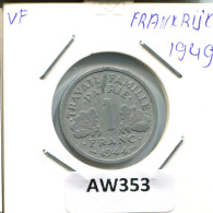 1 FRANC 1949 FRANKREICH FRANCE Französisch Münze #AW353.D.A - 1 Franc