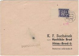 Reko 11.VII.1945 Letislava > Suchanek - 6 Kcs - Marke Geschnitten - Cartas & Documentos