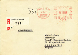 Switzerland Cover  With Red Meter Cancel Sent To England 14-3-1962 - Lettres & Documents