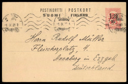 Finland Helsinki 1.20M Ovpr Postal Stationery Card Mailed To Germany 1923 - Covers & Documents