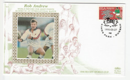 RUGBY Special SILK 1995 Rob Andrew KINGS PARK  WORLD CUP Event  COVER  SOUTH AFRICA  Stamps Sport - Rugby