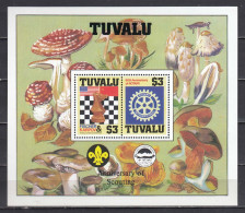 Tuvalu 1986 - Mushrooms, Chess, Scouts, Mi-Nr. Block 14II, MNH** - Mushrooms