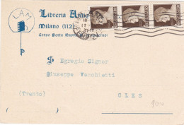 REGNO - ITALIA - MILANO - LIBRERIA ANTICA -STORIA POSTALE - CARTOLINA - VIAGGIATA PER CLES (TRENTO) 1931 - Storia Postale