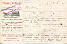 FACTURE.38.ISÈRE.VINAY.NOTRE DAME DE L'OSIER.TRANSPORTS & DÉMÉNAGEMENTS.THÉODORE CHARLIN - Transportmiddelen