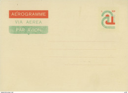 Aerogramma Lire 200 A Tricolore Stampa Del Verde Evanescente - Stamped Stationery