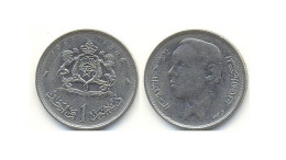 Maroc Monnaie 1 Dirham 1965 DHR 1384 HASSAN II, Nikel, Poids 6gr, Diamètre 24mm, Epaisseur 1,7mm - Morocco