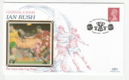 SOCCER Special SILK 1995 Ian Rush WEMBLEY  LIVERPOOL  Coca Cola CUP FINAL Event  COVER GB Stamps Sport Football - Clubs Mythiques