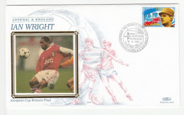 SOCCER Special SILK 1995 Ian Wright ARSENAL European CUP FINAL Event  COVER Paris FRANCE Stamps Sport Football - Club Mitici