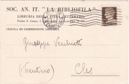 REGNO - ITALIA - SOC. AN. IT - LA BIBLIOFILA -STORIA POSTALE - CARTOLINA - VIAGGIATA PER CLES (TRENTO) 1931 - Storia Postale