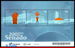 Ref. BR-V2024-02 BRAZIL 2024 - THE BRAZILIAN SENATE , 200 YEARS, ARCHITECTURE, HISTORY, 3V, S/S MNH - Ungebraucht