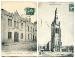 LOT 2 CPA * MARENNES La Caisse D'Epargne & Le Clocher D'après Une Gravure Du XVIIIe 18e Siècle - Marennes