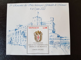 Monaco 2022 Federation Grimaldi Historic Sites Monument Castle Flag  Ms1v Mnh - Nuevos