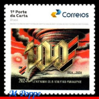 Ref. BR-V2024-54 BRAZIL 2024 CLUB ATHLETICO PARANAENSE, 100 YEARS, CAP, FAMOUS CLUB, FOOTBALL/SOCCER, MNH - Clubs Mythiques