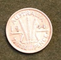 Pièce En Argent Australie 3 Pences 1944 Très Bon état - Australian Silver Coin Georges VI - Threepence