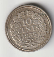 NEDERLAND 1935: 10 Cents, Silver, KM 163 - 10 Centavos