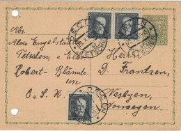 Ganzsache Engelstätter Tetschen Decin 1937 > Norwegen - Kiloware - Aktenlochung - Lettres & Documents