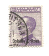 (COLONIE E POSSEDIMENTI) 1903, ERITREA, FLOREALI SOPRASTAMPATI, 50c - 1 Francobollo Usato (CAT. SASSONE N.27) - Erythrée