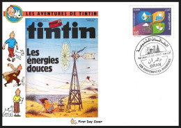 ALGERIA 2015 TINTIN, Wind Energy, Willmill,Diverse Energy,Kite,Fan,Snowy Dog, FDC (**) - Algeria (1962-...)