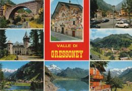 CARTOLINA 1975 ITALIA AOSTA VALLE DI GRESSONEY SALUTI VEDUTINE Italy Postcard ITALIEN Ansichtskarten - Souvenir De...