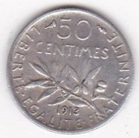 50 Centimes Semeuse 1913, En Argent - 50 Centimes