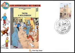 ALGERIA 2015 TINTIN, Molenbeek,Fruits,Pumpkin,Mosques,Muslim,Arab, Captain Haddock, Snowy Dog FDC (**) - Algeria (1962-...)