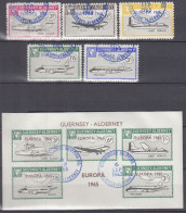 INSEL ALDERNEY (Guernsey), Nichtamtl. Briefmarken, 1 Block + 5 Marken, Gestempelt, Europa 1965, Flugzeuge, Luftfahrt - Alderney