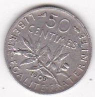 50 Centimes Semeuse 1909, En Argent - 50 Centimes