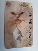 AUSTRALIA  / PACIFICNET/ YEAR OF THE RAT / WHITE CAT WITH MOUSE!CARD /$5,- PREPAID ** 16555** - Australië