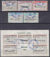 INSEL SARK (Guernsey), Nichtamtl. Briefmarken, 1 Block + 5 Marken, Gestempelt, Europa 1965, Flugzeuge, Luftfahrt - Guernsey