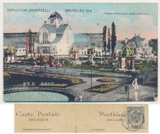 Bruxelles 1910 Exposition Universelle Pavillon Allemand Et Jardin Hollandais_1610 Timbre 1c _CPA-TTB - Weltausstellungen