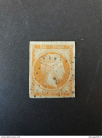 GREECE GRECIA HELLAS Ελλάδα 1862 10 L Arancio Su Azzurro Cifre Al Verso Grande Testa Hermes Tir. Atene Carta Azzurra - Used Stamps