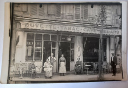 RARE CPA PHOTO CAFE BUVETTE BILLARD BOULEVARD NATIONAL, CLICHY, 92, ANIMEE, 1923 - Staking