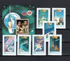 Mongolia 1981 Space, First Sovjet-mongol Space Flight Set Of 7 + S/s MNH - Asie