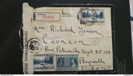 COVER GREECE HELLAS TO BEYROUTH LIBAN SYRIE 1936 Athens Stadium - Cartas & Documentos