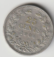 NEDERLAND 1904: 25 Cents, Silver, KM 120.1 - 25 Cent