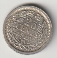 NEDERLAND 1919: 25 Cents, Silver, KM 146 - 25 Centavos