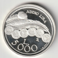 SAN MARINO 2001: 5000 Lire, Addio Lira, Silver, KM 436 - San Marino