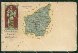 San Marino Mappa PIEGHINA MACCHIE ABRASA Cartolina MQ5573 - Saint-Marin