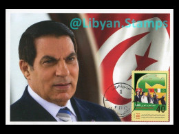 LIBYA 2010 Tunisia Zine El-Abidine Ben Ali Gaddafi AlFateh (maximum-card) - Libia