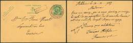 EP Au Type 50ctm Vert Houyoux Obl Simple Cercle "Chimay" (touristique) + Griffe à L'origine AUBLAIN > Couvin - Cartes Postales 1909-1934
