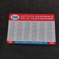 Calendarietto 1964  INA Assitalia Assicurazioni. Condizioni Eccellenti.  Plastificato. - Tamaño Pequeño : 1961-70